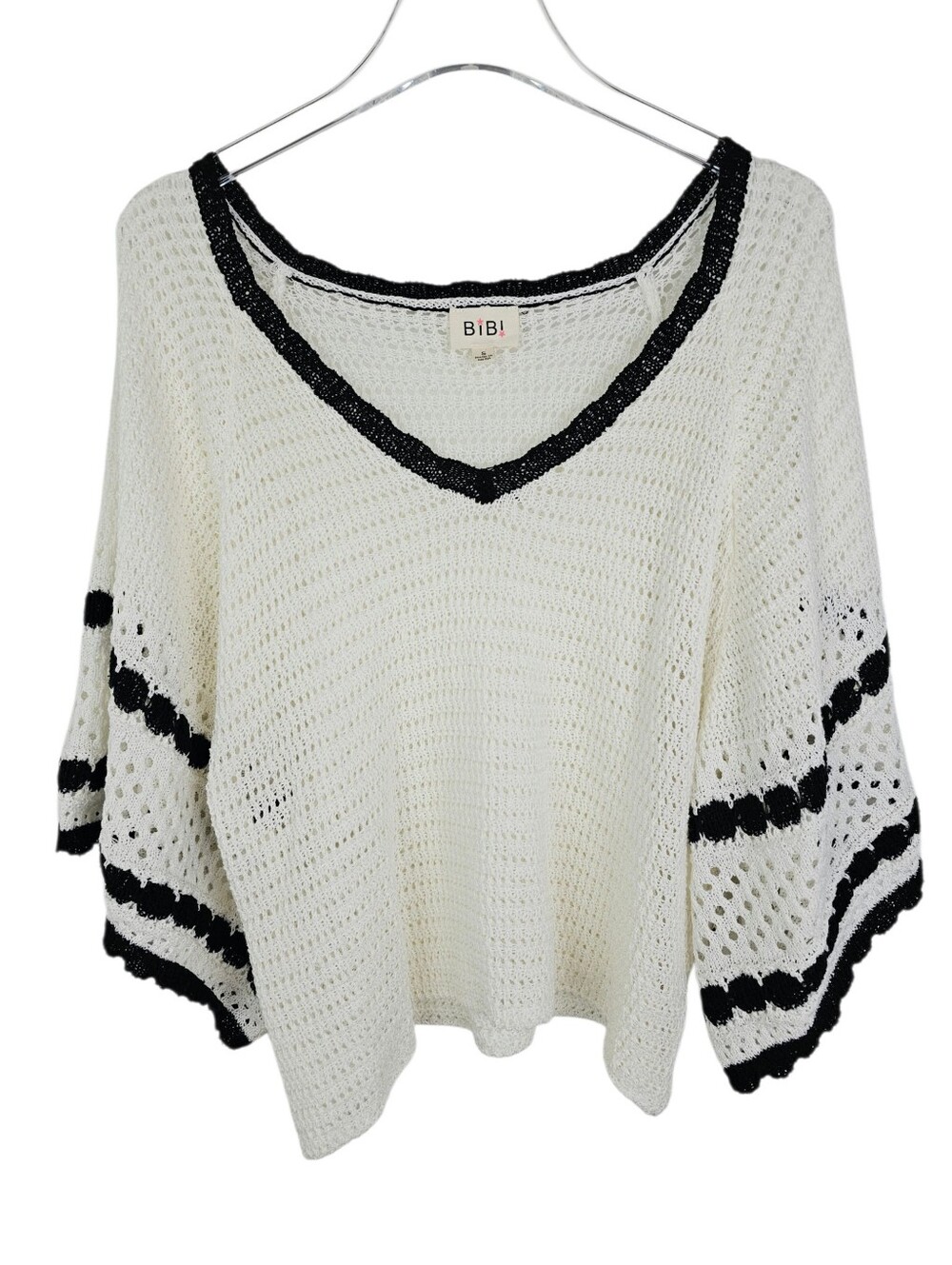 BiBi Loose Knit Boho Oversized Semi-Cropped Sweater